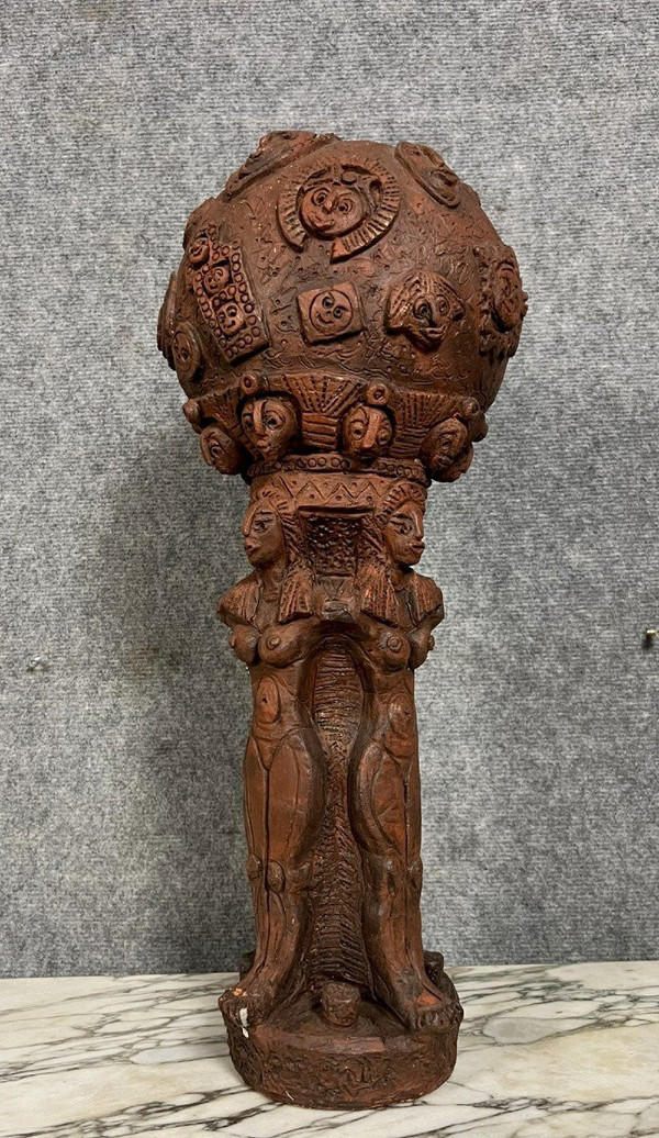 Schwarzafrika / Volkskunst, Stammeskunst, Ritual: Große polychrome Terrakotta-Skulptur