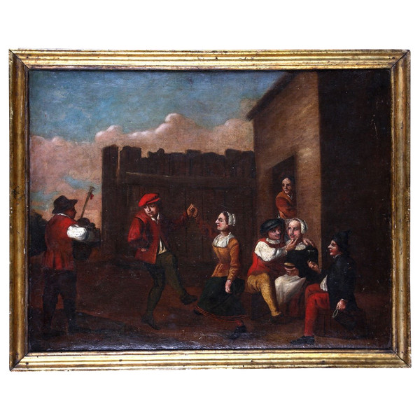 Scuola fiamminga del XVII secolo, Festa del villaggio, bottega di David TENIERS II, 1610/1690