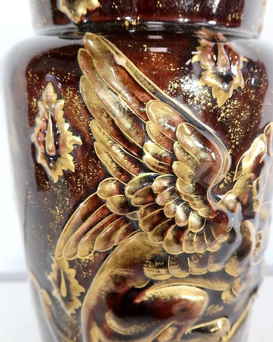 Coppia di vasi in terracotta e bronzo, di E. Gilles - seconda metà del 19° secolo