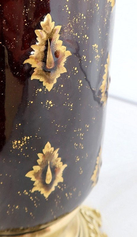 Coppia di vasi in terracotta e bronzo, di E. Gilles - seconda metà del 19° secolo