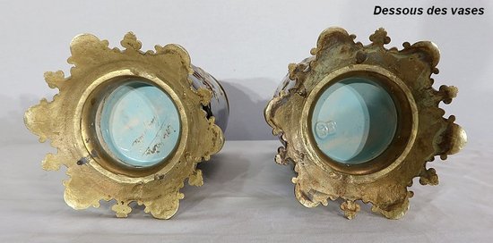 Coppia di vasi in terracotta e bronzo, di E. Gilles - seconda metà del 19° secolo