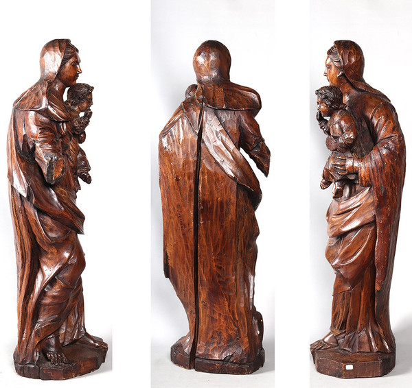 18th century, 90 cm, Virgin and Child, Large wooden sculpture