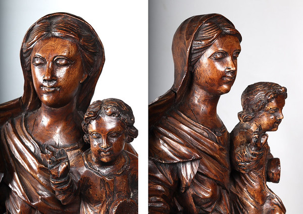 18th century, 90 cm, Virgin and Child, Large wooden sculpture