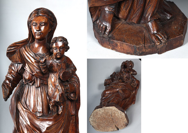 18th century, 90 cm, Virgin and Child, Large wooden sculpture