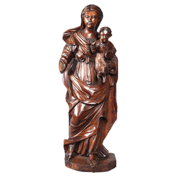 18th century, 90 cm, Virgin and Child, Large wooden sculpture