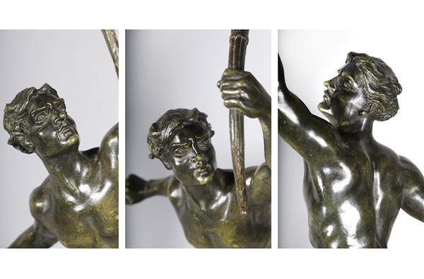 Bronzo del XIX secolo, firmato LEMOYNE 1839 /?, Il portatore della fiaccola olimpica 