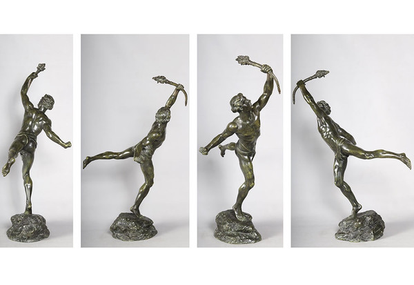 Bronzo del XIX secolo, firmato LEMOYNE 1839 /?, Il portatore della fiaccola olimpica 