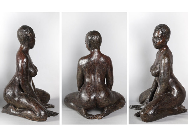 Bronzo del XX secolo, cm 46, firmato M.J. BOURRON, numerato 2/8, Africa