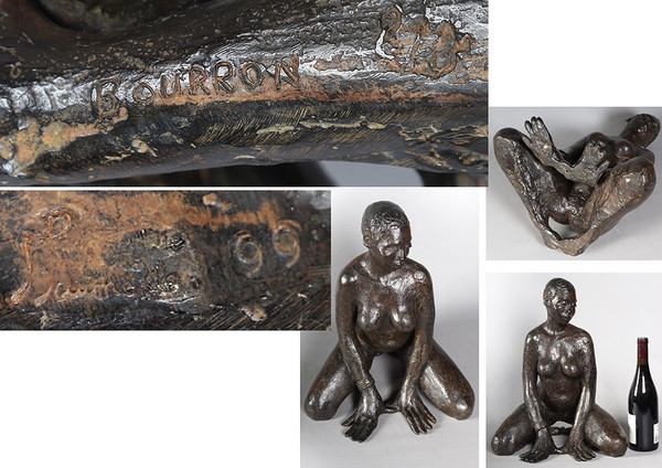 Bronzo del XX secolo, cm 46, firmato M.J. BOURRON, numerato 2/8, Africa