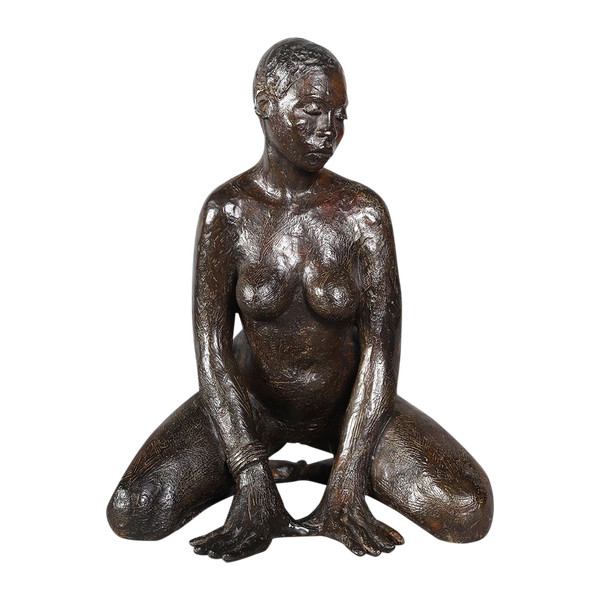 Bronzo del XX secolo, cm 46, firmato M.J. BOURRON, numerato 2/8, Africa