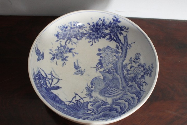 Antique large Japanese porcelain plate with painted partridge. MeiJi period 1868 – 1912. Size