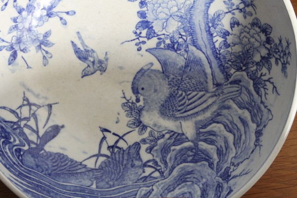 Antique large Japanese porcelain plate with painted partridge. MeiJi period 1868 – 1912. Size