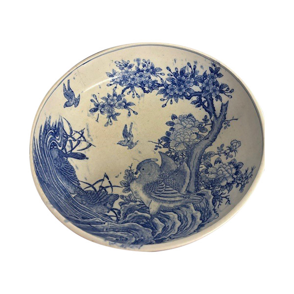 Antique large Japanese porcelain plate with painted partridge. MeiJi period 1868 – 1912. Size
