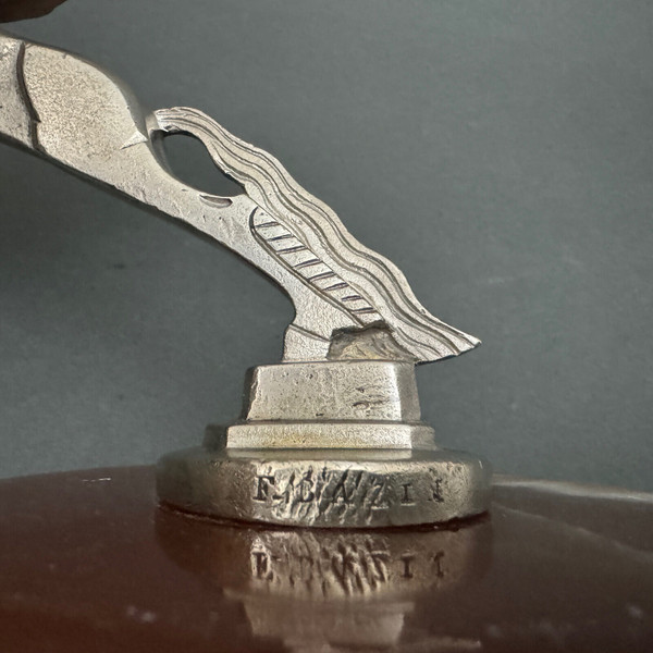 Silver-plated bronze mascot by François-Victor Bazin unicorn on onyx base