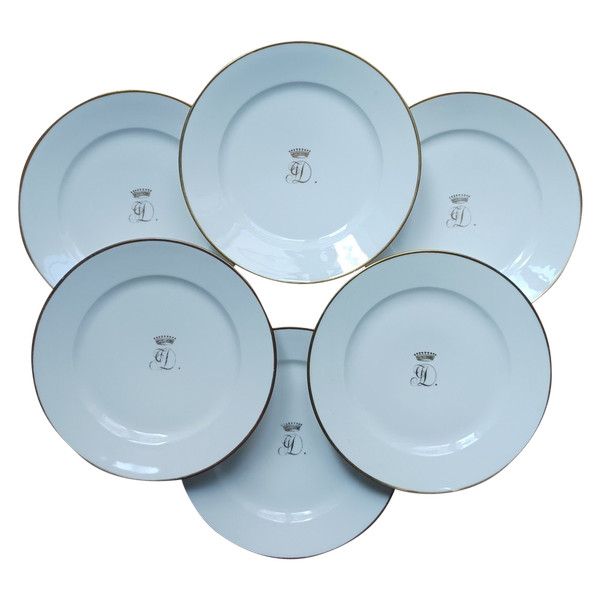 Nast Factory - set of 6 Empire dessert plates, Restoration - count's crown