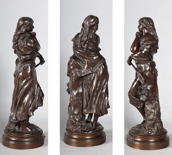 19th century bronze by Adrien GAUDEZ 1845/1902, "Mignon" heroine of the Opéra Comique