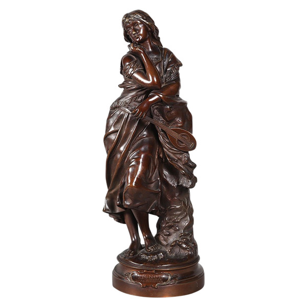 19th century bronze by Adrien GAUDEZ 1845/1902, "Mignon" heroine of the Opéra Comique