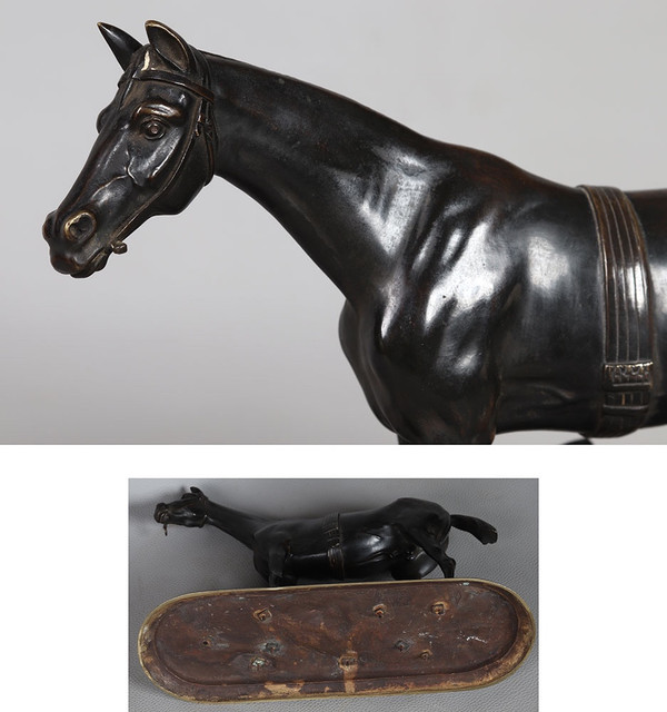 Bronzo XIX secolo, animale, cavallo da corsa, Scuola francese