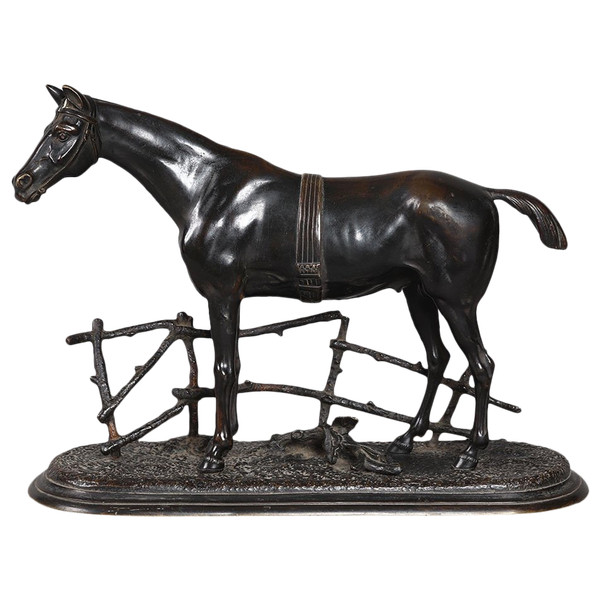 Bronzo XIX secolo, animale, cavallo da corsa, Scuola francese