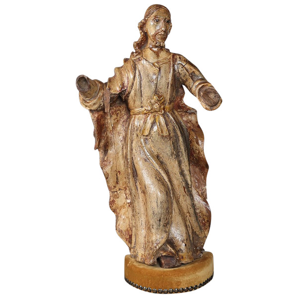 Scultura del XVII secolo, cm 85, Cristo, legno policromo con occhi in vetro
