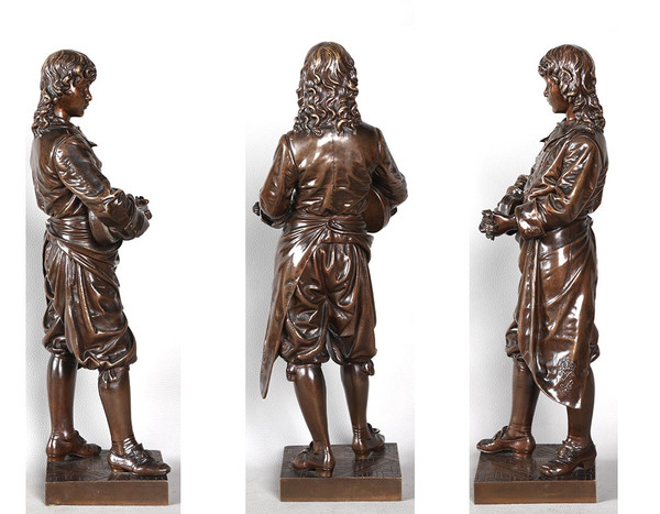 Bronze XIX° signé : Eutrope BOURET 1883 / 1906, Le violoniste