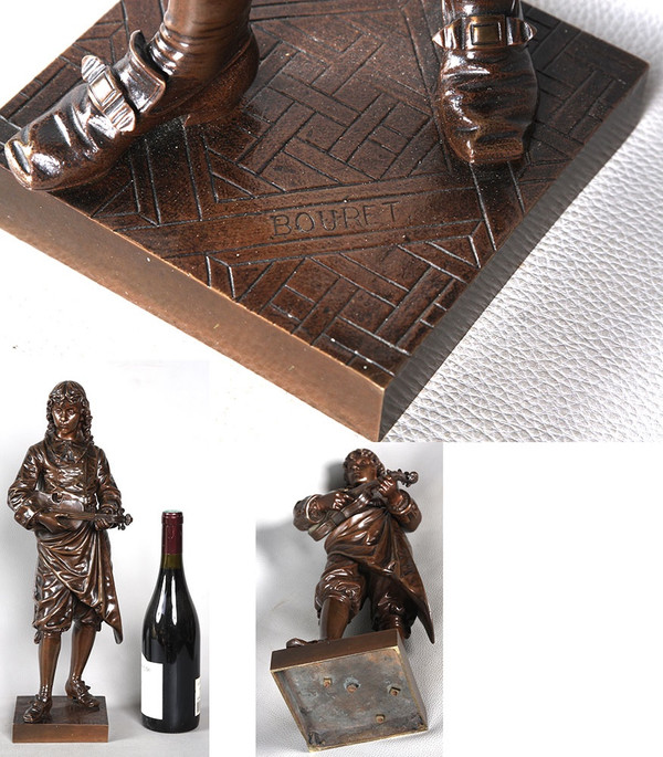 Bronze XIX° signé : Eutrope BOURET 1883 / 1906, Le violoniste