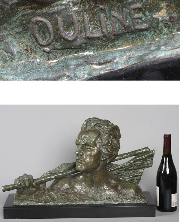 Bronzo 1930, 56 cm, Busto: Jean MERMOZ, firmato Alexandre OULINE
