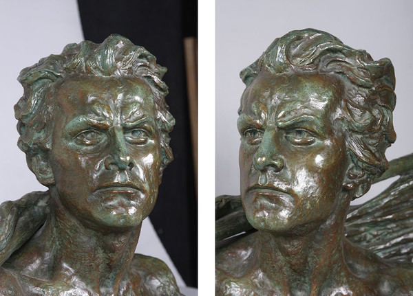 Bronzo 1930, 56 cm, Busto: Jean MERMOZ, firmato Alexandre OULINE