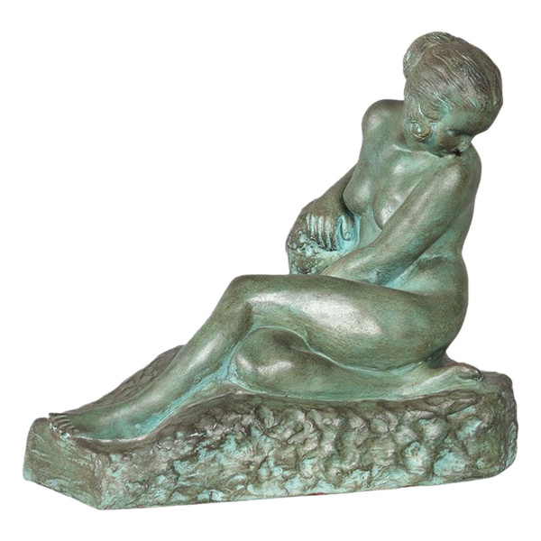 Terracotta Art Déco, Marcel BOURAINE 1886/1948, Nudo disteso, Scuola francese
