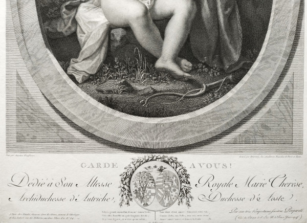 Mythological Engraving Attention To You By Porporati Love Cupid 18th C Etching Old Print