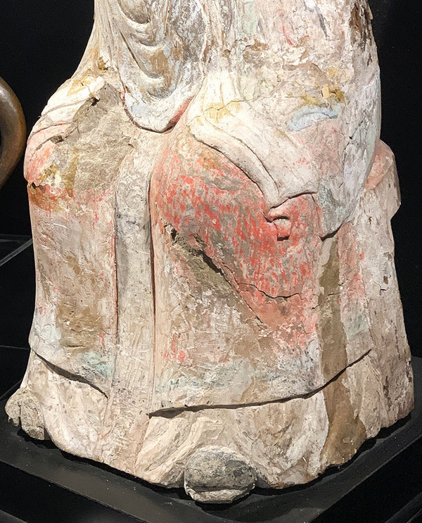Bouddha Chine, 57 cm, époque Dynastie Qing, en bois polychrome
