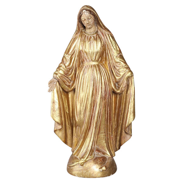 Vergine XVIII secolo, cm 60, scultura in legno dorato con foglia oro
