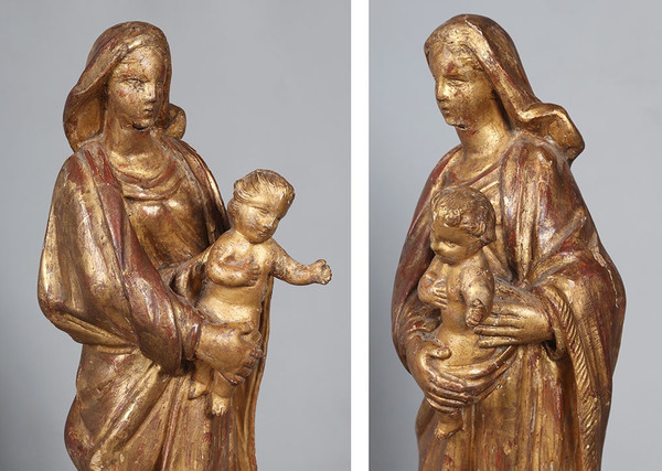 Virgin and Child, 18th century, 42 cm, gilded wood sculpture with gold leaf