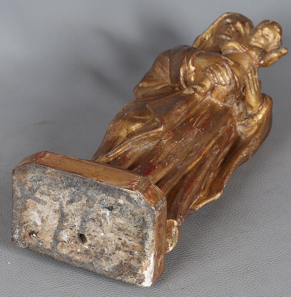Virgin and Child, 18th century, 42 cm, gilded wood sculpture with gold leaf