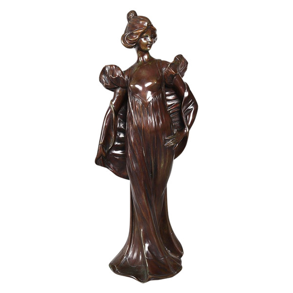 Bronzo XIX secolo, 51 cm, Jean GAUTHERIN 1840/1890, Giovane donna a seno nudo