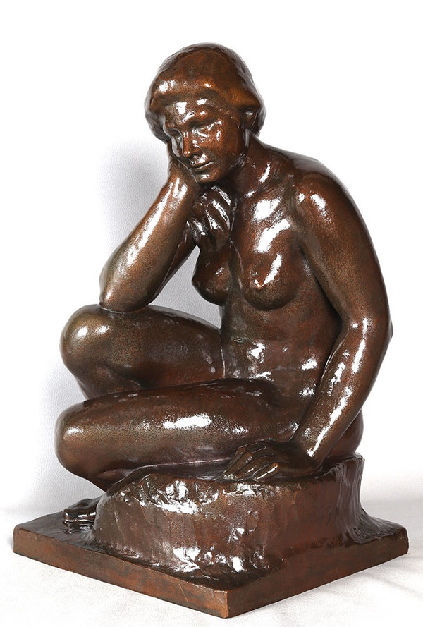 Bronze, 60 cm, signé Joan SEGURANYES i REDORTA né en 1932, Nue, École Espagnole 