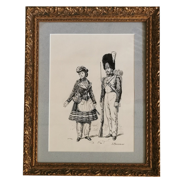 Disegno militare di Lucien ROUSSELOT XX secolo
