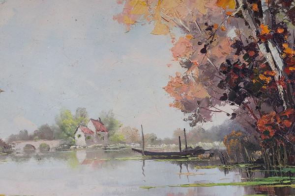 Paesaggio, firmato: A. Loran, 1970 circa, Scuola francese