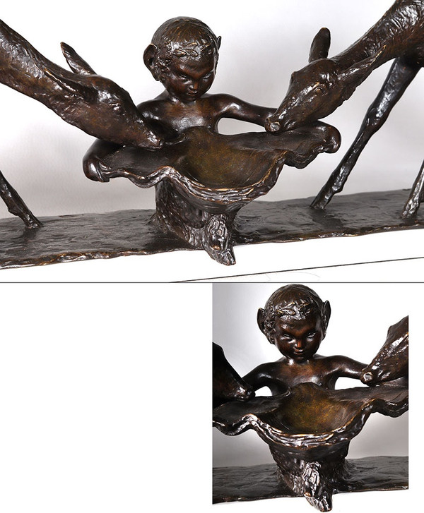 Bronze 1925, 94 cm, Ary BITTER, Gründer: SUSSE, Hirschtrinken