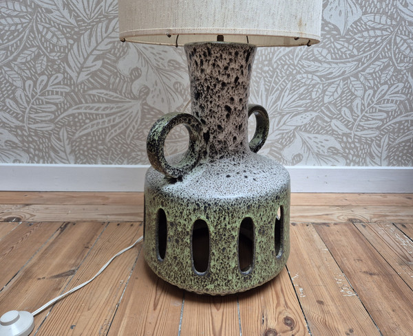 Fat lava ceramic floor lamp by Scheurich - West Germany 1970
