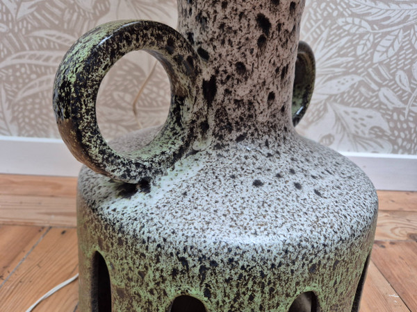 Fat lava ceramic floor lamp by Scheurich - West Germany 1970