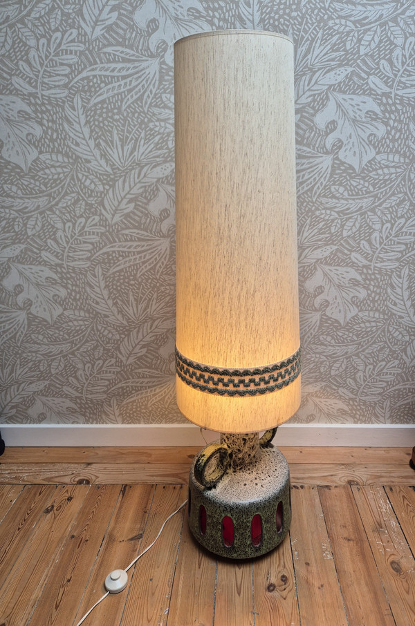 Fat lava ceramic floor lamp by Scheurich - West Germany 1970