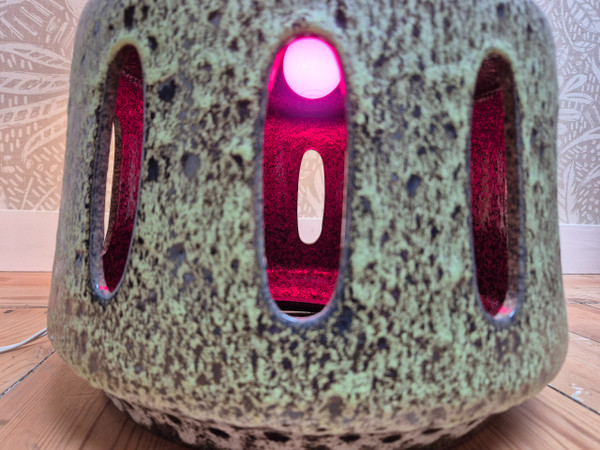 Fat lava ceramic floor lamp by Scheurich - West Germany 1970
