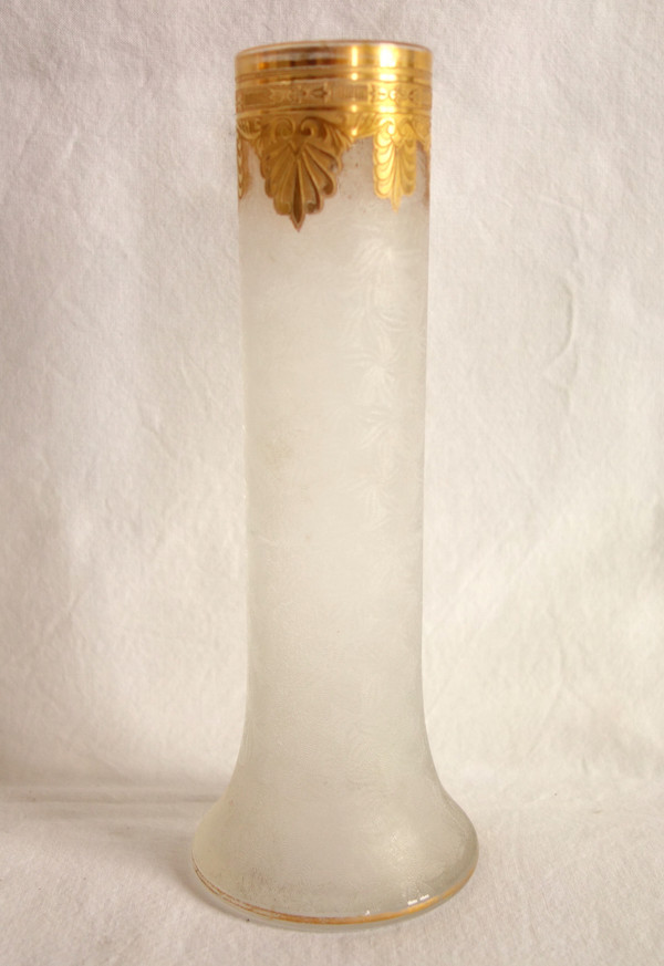 Vase soliflore en cristal de Saint Louis, modèle Nelly doré à l'or fin - 20cm