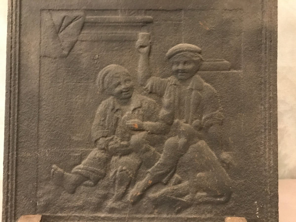 Plaque de cheminée ancienne en fonte d'époque 18 ème 