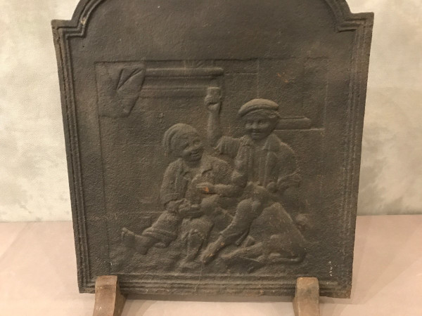 Plaque de cheminée ancienne en fonte d'époque 18 ème 