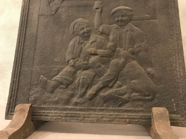 Plaque de cheminée ancienne en fonte d'époque 18 ème 