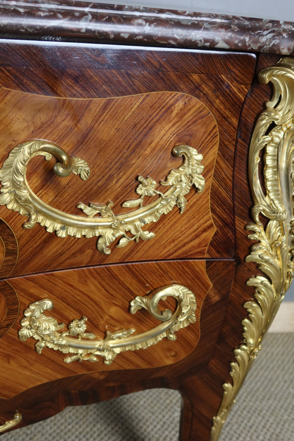 Marquetry chest of drawers stamped "Perreau"