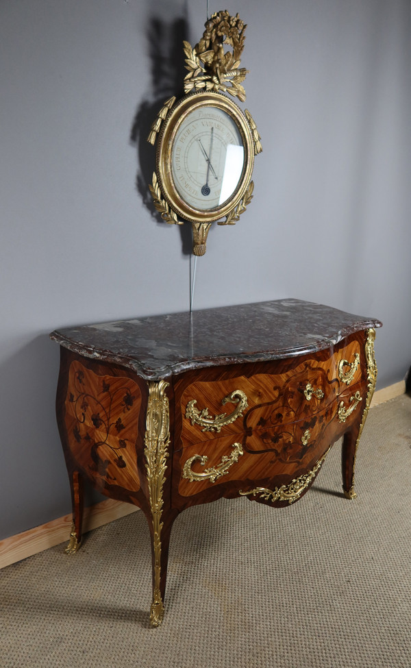 Marquetry chest of drawers stamped "Perreau"