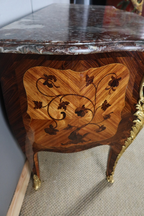 Marquetry chest of drawers stamped "Perreau"